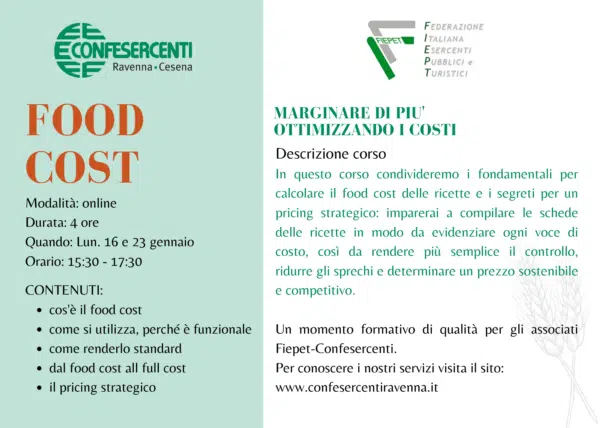 Food Cost webinar ristorazione