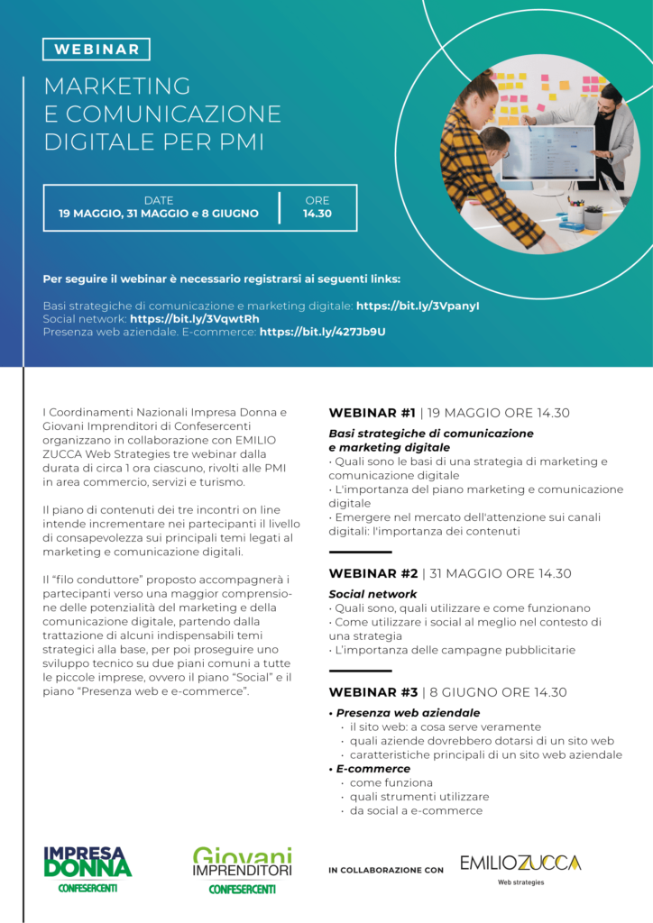 Impresa Donna e Giovani Imprenditori Confesercenti: webinar Marketing e Comunicazione Digitale per PMI