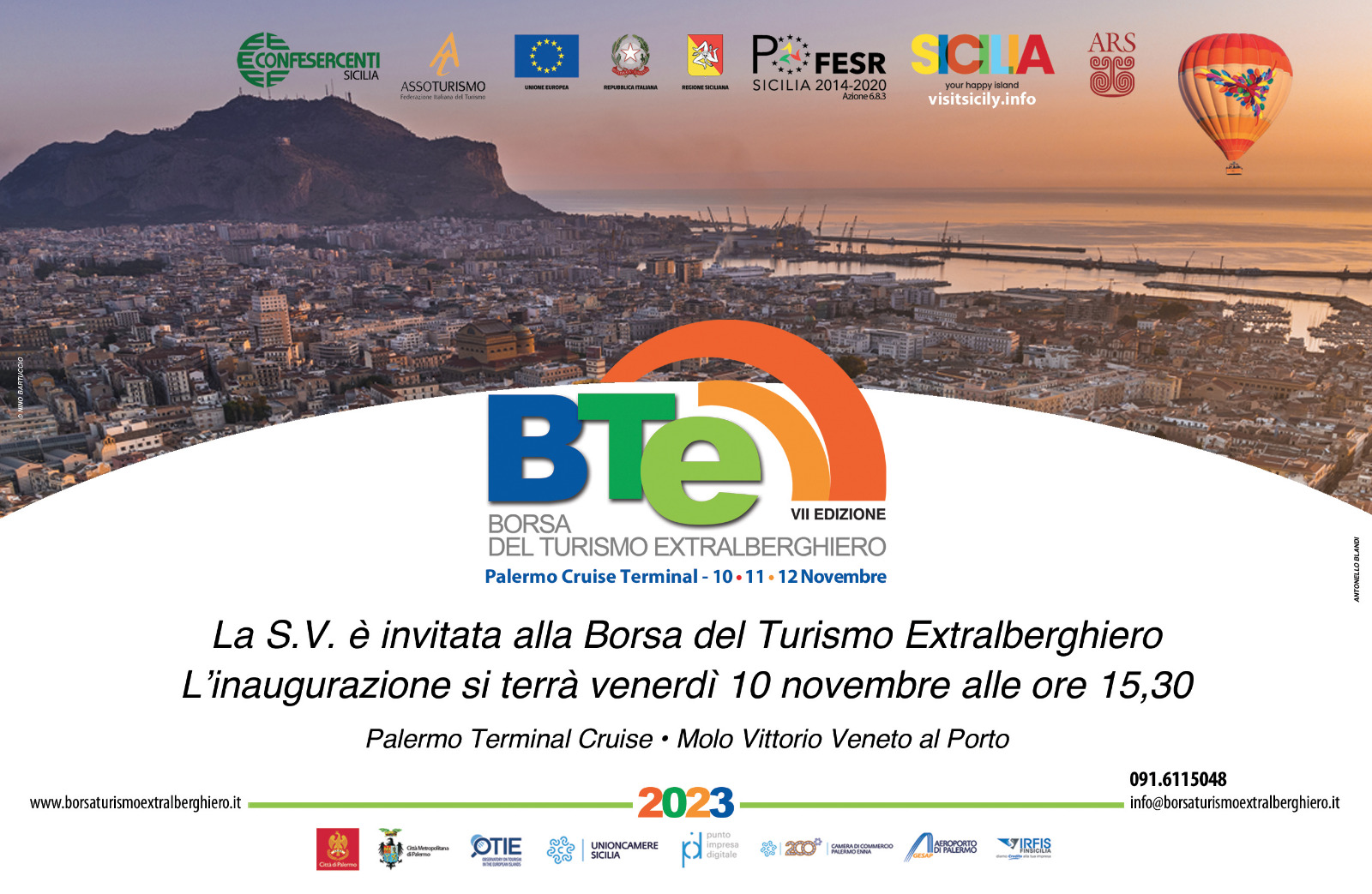Programa VII BTE da Confessercenti Sicilia de 10 a 12 de novembro no terminal de cruzeiros do porto de Palermo