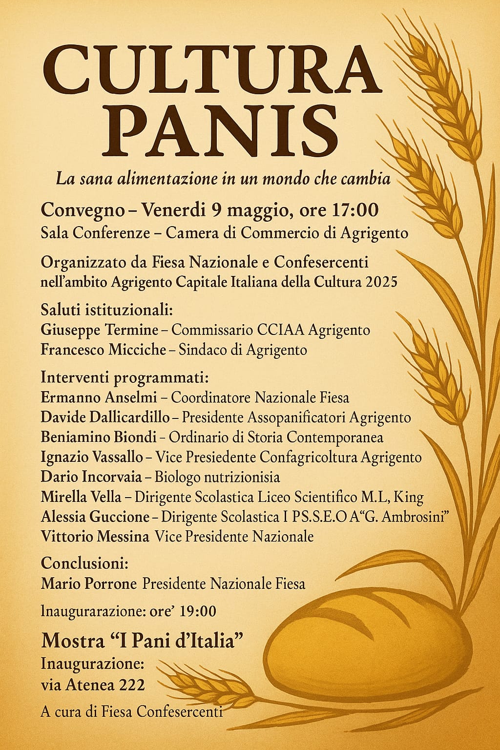"Cultura Panis 2025": Agrigento capitale di pane e cultura