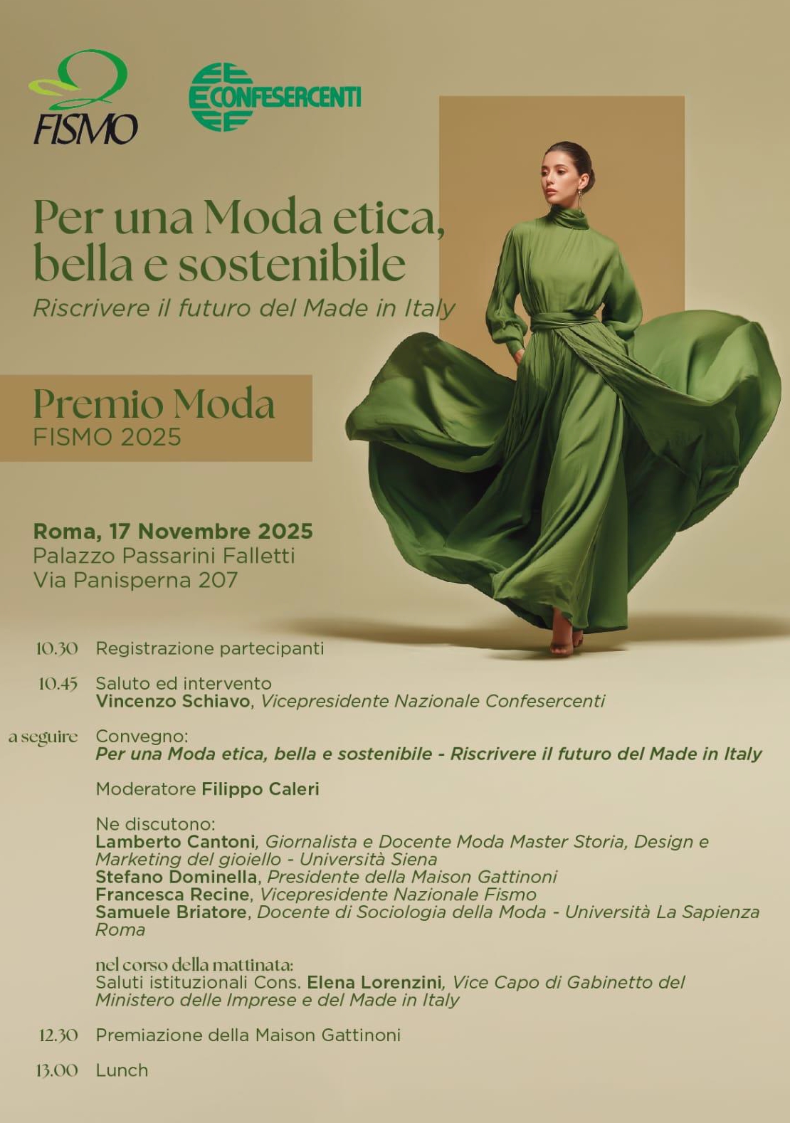 Eventi: Premio Moda Fismo Confesercenti 2025 alla maison Gattinoni, ambasciatrice della moda italiana nel mondo
