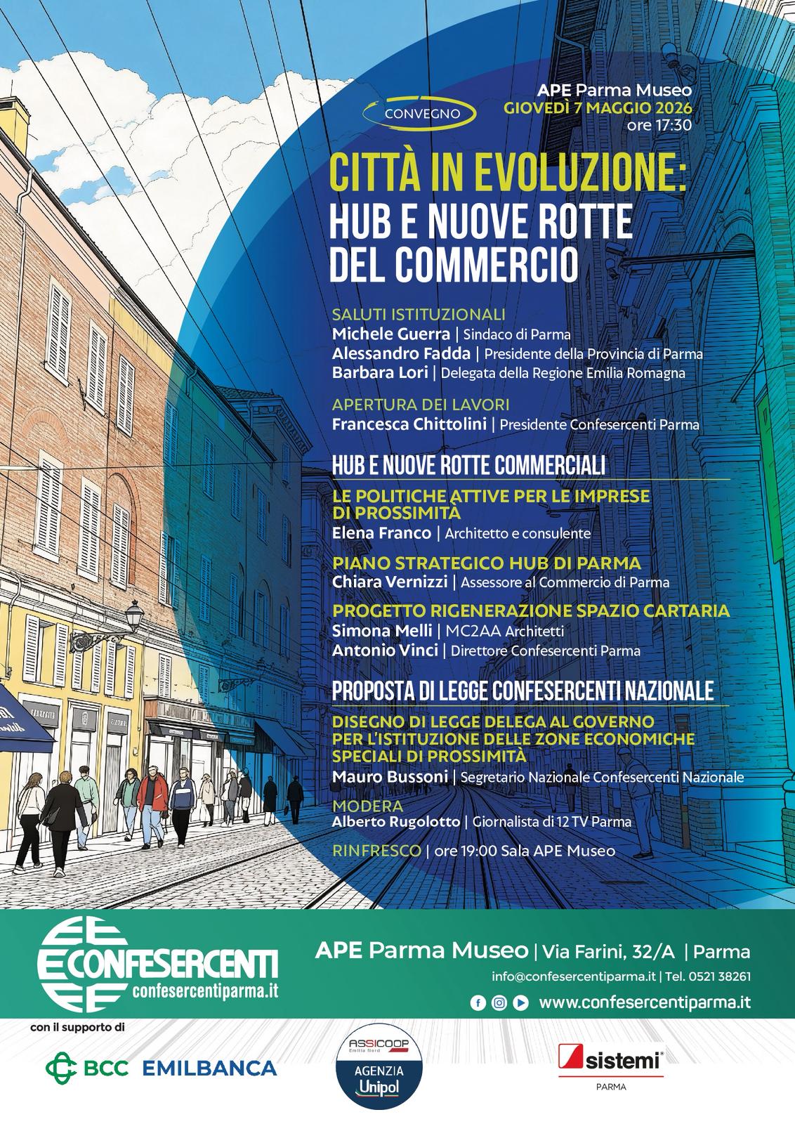 Confesercenti Parma: oggi il confronto sul futuro del commercio urbano con il convegno “Città in evoluzione: hub e nuove rotte del commercio"