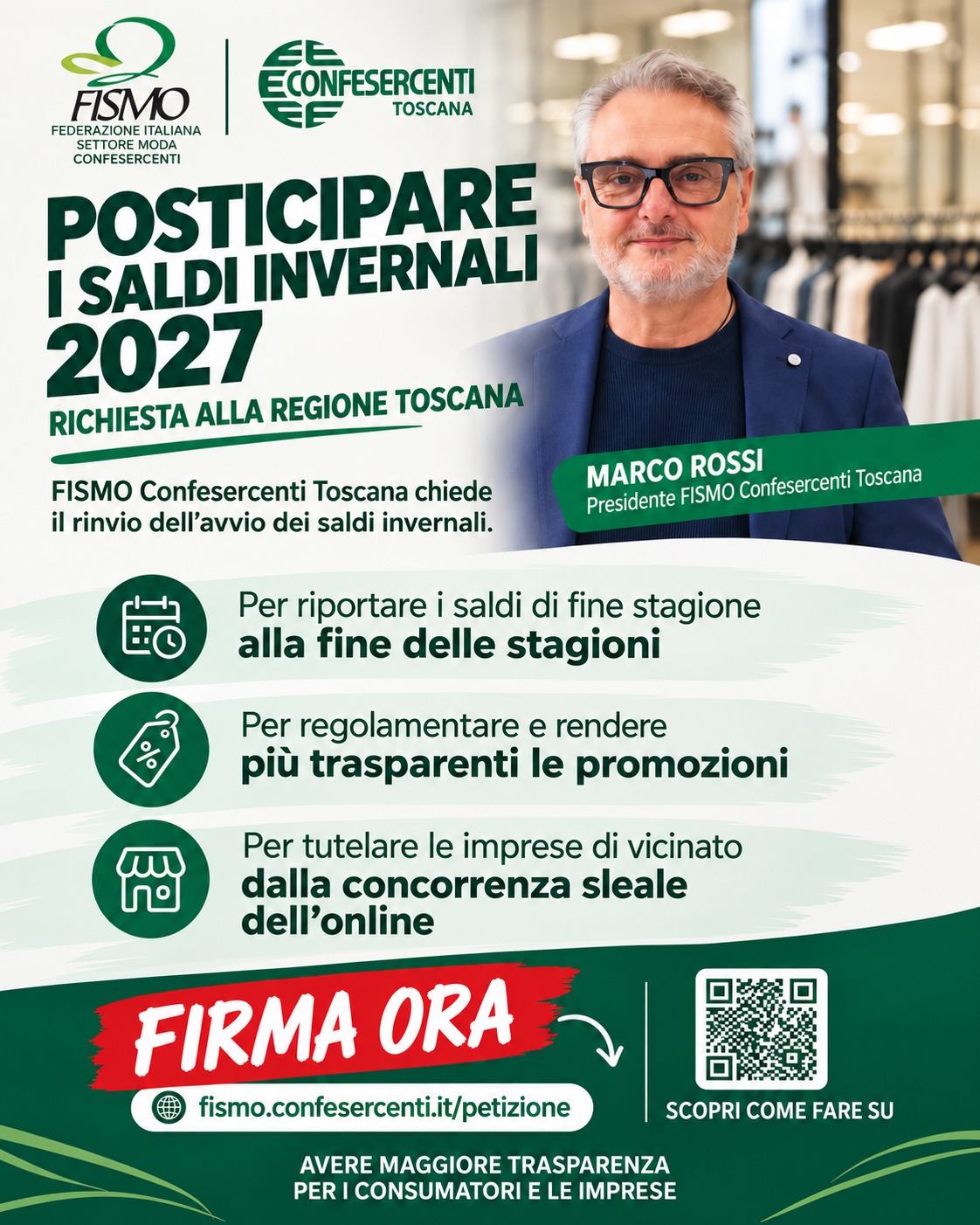 Fismo Confesercenti Toscana: "Posticipare i saldi invernali 2027 alla fine di gennaio